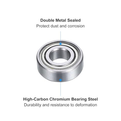 uxcell MR125ZZ Deep-Groove Ball Bearings for Rollers, 5mm x 12mm x 4mm Seal Bearings with Fiber Gloves, Double Metal Sealed Bearing Steel Skateboard Bearings 10Pcs - size: MR125ZZ