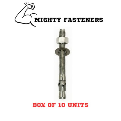 MIGHTY FASTENERS 316 SS Wedge Anchors 1/2"-13 x 4-1/2", 10 Pack - size: 1/2"-13 X 4-1/2"