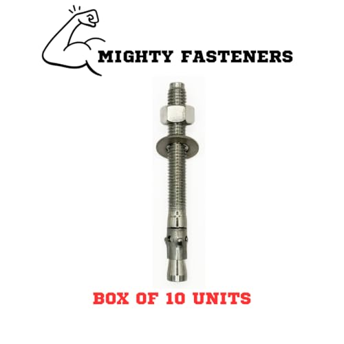 MIGHTY FASTENERS 316 SS Wedge Anchors 1/2"-13 x 4-1/2", 10 Pack - size: 1/2"-13 X 4-1/2"