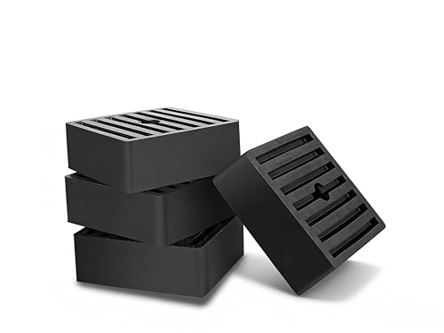 4 Pack 3" x 3" x 1" Shock Pad, Solid Rubber