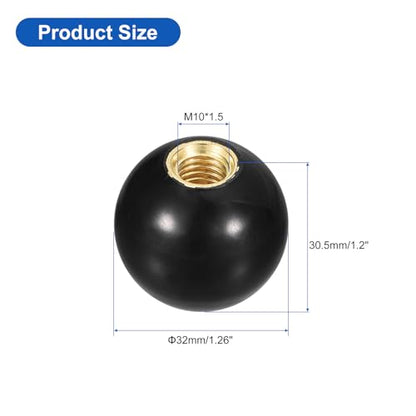 uxcell Threaded Ball Knobs, M10 Female Thread Thermoset Ball Knob 32mm Dia - color: Black, size: M10x32mm