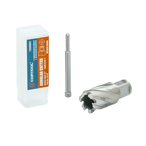 Annular Cutters 1" Cutting Diameter 3/4 Inch Weldon Shank Two-Flat, 1 Cutting Depth Inch HSS M2 Slugger Bits for Mag Drill Press with Pilot Pin