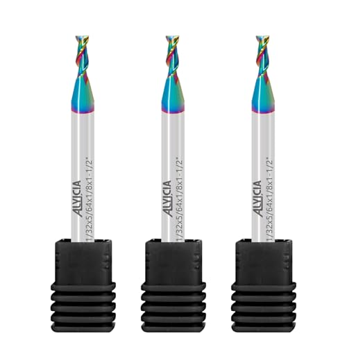 3pcs 1/32" Tungsten Carbide End Mills for Aluminum & Copper Alloys - size: 1/32 in