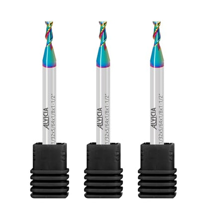 3pcs 1/32" Tungsten Carbide End Mills for Aluminum & Copper Alloys - size: 1/32 in