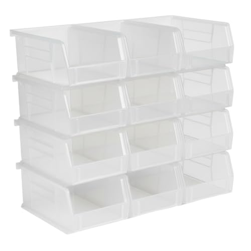 7.5" x 4" x 3" (12 Pack) Plastic Stackable Storage Bin, Clear - color: Clear, size: 12 Pack