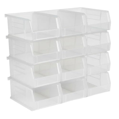 7.5" x 4" x 3" (12 Pack) Plastic Stackable Storage Bin, Clear - color: Clear, size: 12 Pack