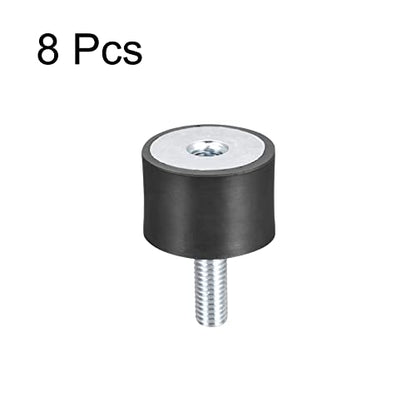 uxcell Rubber Mounts 8pcs M8 Male/Female Vibration Isolator Shock Absorber, for Garage Motor Air Compressor Car Boat Bobbins, D30xH20mm - size: M8x30mmx20mm