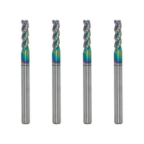 7/64" Carbide Square End Mill, 3 Flute, DLC Coating, 4 Pcs - size: 7/64" (4 Pieces)