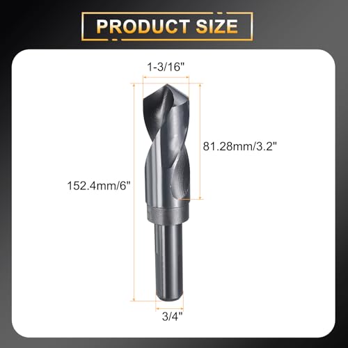 HARFINGTON 1-3/16" Drill Bit 3/4" Reduced Shank 3-Flat 4241 HSS 118° - size: 1-3/16" with 3/4" Shank