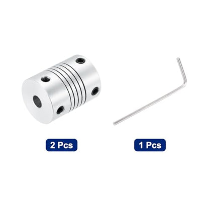 uxcell 2Pcs 4mm to 5mm Aluminum Alloy Shaft Coupling L25xD19 Flexible Coupler Beam for 3D Printer CNC Machine DIY Encoders and Motors Shaft,Silver - size: 4mm to 5mm