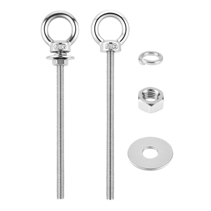 2X M6 Stainless Steel Eye Bolts with Nuts, 1/4" x 4" Lifting Ring Eye Bolt - size: M6x100mm (1/4"x4")