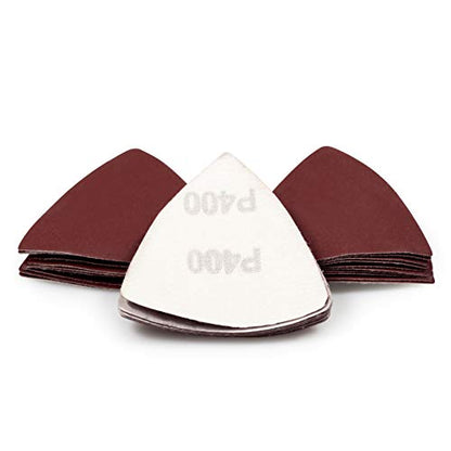 SPEEDWOX 30 Pcs Hook and Loop Triangle Sandpaper 400 Grit 80mm 3-1/8 Inches for Oscillating Multi Tool Detail Sander Sanding Discs Triangle Sanding Pads - style: 400 Grit