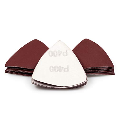 SPEEDWOX 30 Pcs Hook and Loop Triangle Sandpaper 400 Grit 80mm 3-1/8 Inches for Oscillating Multi Tool Detail Sander Sanding Discs Triangle Sanding Pads - style: 400 Grit