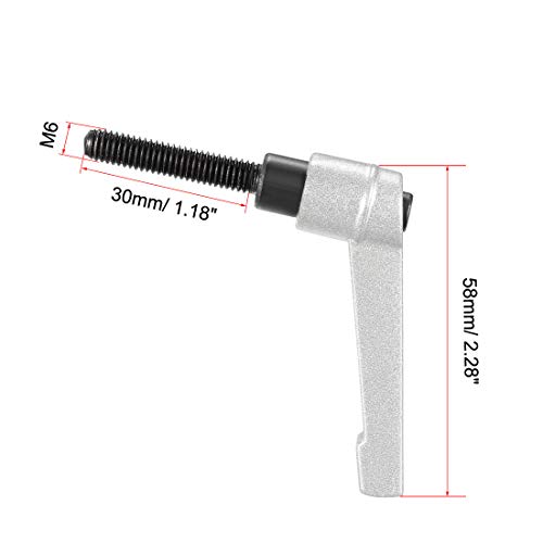 uxcell M6 x 30mm Handle Adjustable Clamping Lever Thread Push Button Ratchet Male Threaded Stud Knobs Quick Release Screw Handles Bolts with Locking Lever Silver Tone 3pcs - color: Silver Tone, size: M6 x 30mm