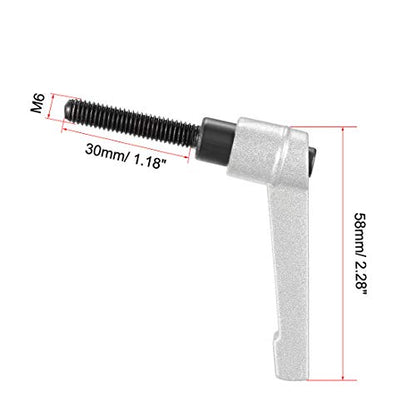 uxcell M6 x 30mm Handle Adjustable Clamping Lever Thread Push Button Ratchet Male Threaded Stud Knobs Quick Release Screw Handles Bolts with Locking Lever Silver Tone 3pcs - color: Silver Tone, size: M6 x 30mm