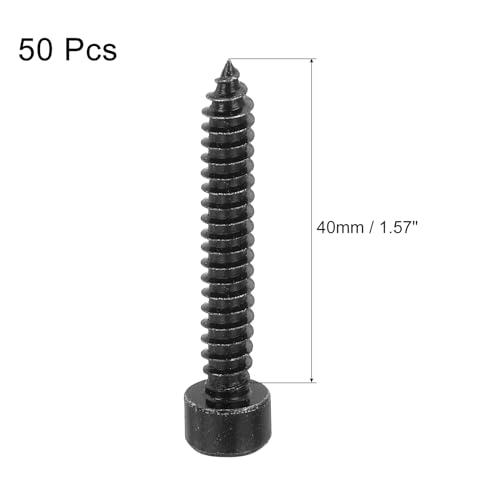 uxcell M6 Hex Socket Head Cap Self-Tapping Screw, 50Pcs M6x40mm 304 Stainless Steel, Hexagon Socket Head Tapping Screws, Hex Drive, Self Tapping Point - Black - size: M6x40mm
