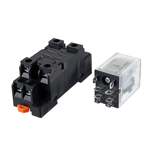 AC 110V/120V Electromagnetic Power Relay HH52P JQX-13FL 62PL Coil 8 Pin 10A DPDT LED Indicator with Plug-in Terminal Socket and DIN Slotted Aluminum Rail - size: 8Pin-10A-AC110V