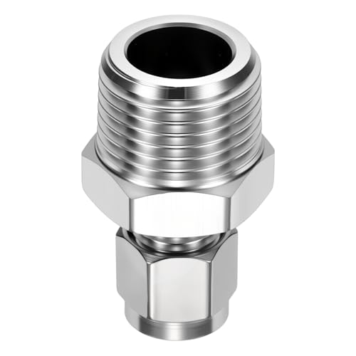 1/4"OD Compression x 1/2" NPT Male Union Coupling Connector - size: 1/4"ODx1/2" MNPT