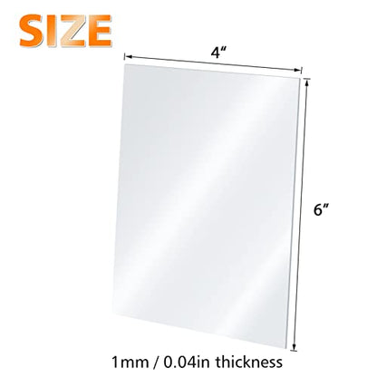 Egofine Plexiglass Sheets Acrylic Sheets 20 Pack of 4x6’’ 0.04 Thick Clear Plastic Cast Transparent Plexi Glass for Crafting Projects, Replacement Picture Frame Glass, DIY Display, Easy to Cut - color: Clear, size: 4x6"