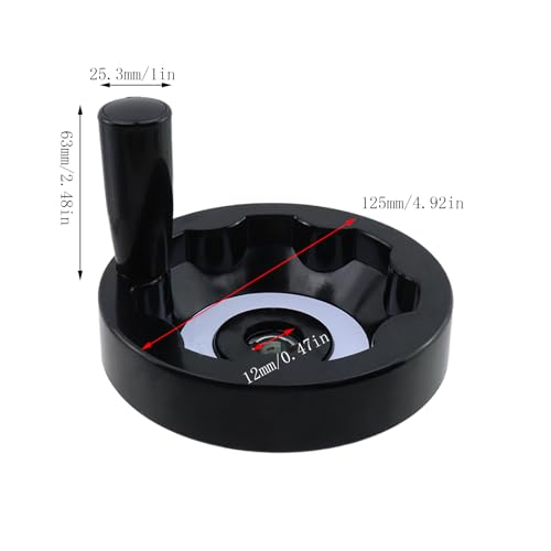 2 Pcs 4.92"/ 125mm Inner Foldable Corrugated Handwheel and 1 L-shaped Wrench, Bakelite Hand Wheel For Industrial Machinery Equipment, Lathe Milling Machine, 0.47"/ 12mm Hole Diameter, Black - style: 2 Pcs Foldable 125mm Dia.×12mm Hole Dia.(with Allen Wren