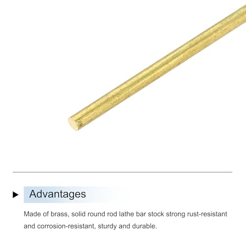 uxcell 2mm x 250mm Brass Round Rod, Metal Solid Shaft Rods Lathe Bar Stock for DIY Crafts Model Car Helicopter Airplane 10pcs - size: 2mm x 250mm