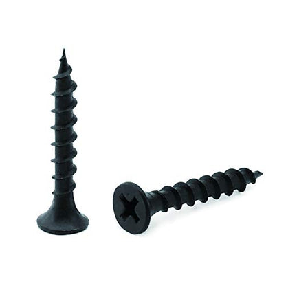 #6 x 1-1/4" Wood Screw 100PCS Black Phosphate Coated Stainless Flat Truss Head Fast Self Tapping Drywall Screws by SG TZH - size: #6 x 1-1/4"