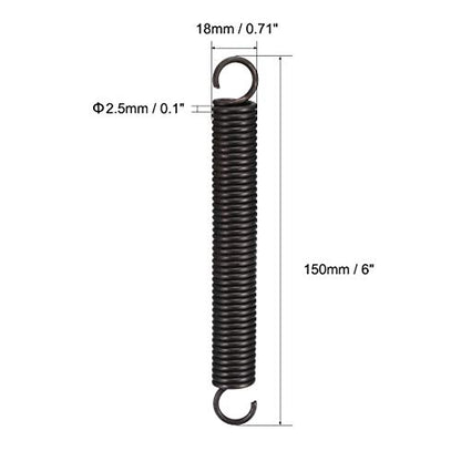 uxcell Extension Spring - 2.5mm Wire Dia, 18mm OD, 150mm Free Length Spring Steel Small Dual Hook Tension Spring - size: 150mm