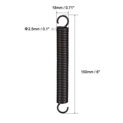 uxcell Extension Spring - 2.5mm Wire Dia, 18mm OD, 150mm Free Length Spring Steel Small Dual Hook Tension Spring - size: 150mm