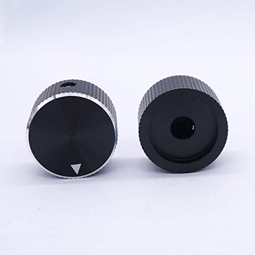 Taiss 2Pcs Guitar Knobs,Electronic Control Potentiometer Knobs, Black Aluminum Volume Audio Electric Guitar Bass Control Knobs,25 mmx15 mm 6.4mm / 0.25" rotary control knob - color: BK-Aluminum-25mmx15mm-6.4mm