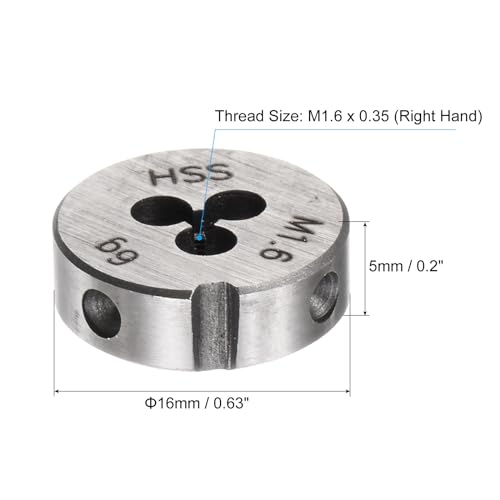 uxcell Round Threading Dies, Metric M1.6 x 0.35 Thread (Right Hand), High Speed Steel (HSS) Screw Cutting Die Repair Tool - size: M1.6 x 0.35