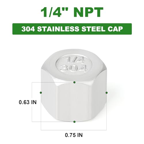 TAISHER 5Pcs 304 SS Cap Pipe Plug Socket Fitting 1/4" NPT Female - size: 1/4" FNPT(Cap)