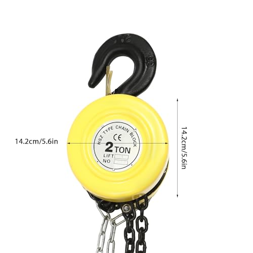 Manual Lever Chain Hoist, 2 Ton 4409Lbs 10 Ft Load Chain Manual Chain Hoist, 2 Heavy-Duty Hooks Hand Chain Hoist for Most Industrial Fields, Yellow - style: Yellow