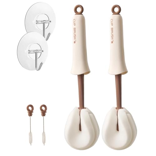 2-Pack 2-in-1 Cup Cleaning Brushes with Sponge Head and Straw Brush