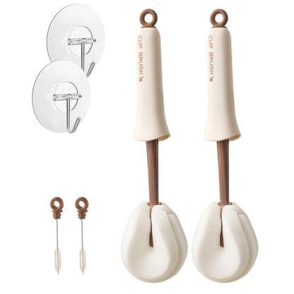 2-Pack 2-in-1 Cup Cleaning Brushes with Sponge Head and Straw Brush