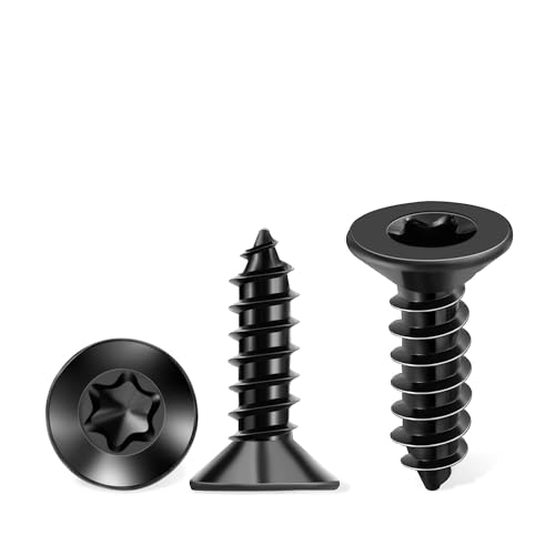 100 PCS #8 X 3/8 Inch Black Coated Flat Head Torx/Star Wood Screws, Stainless Steel 18-8 (A2) Fully Threaded No.8 X 0.39 Length Small Screw by TPOHH - size: #8 X 3/8 inch