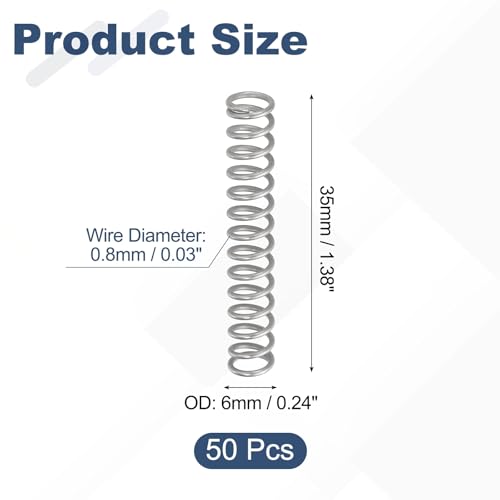 uxcell 50Pcs 304 Stainless Steel Compression Springs,0.8mmWD, 6mm ODx35mm L - size: 6mmx35mm