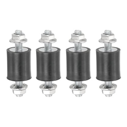 PATIKIL M4 15x10mm Rubber Isolator Mounts, 4 Pcs Rubber Studs Shock Absorber Anti-Vibration Isolation Damping Mounts with Lock Nuts for Motor, Air Compressor, Engines (30mm Height) - size: M4-15x10x30mm