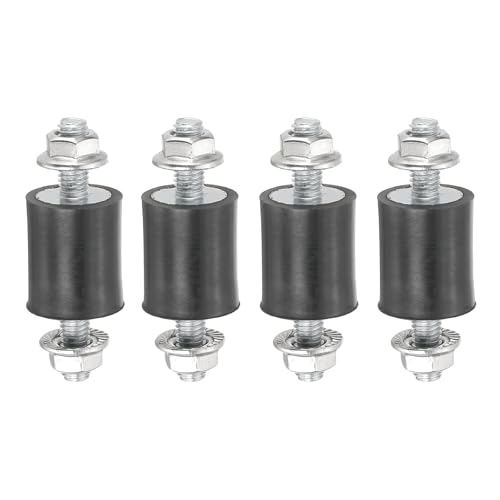 PATIKIL M4 15x10mm Rubber Isolator Mounts, 4 Pcs Rubber Studs Shock Absorber Anti-Vibration Isolation Damping Mounts with Lock Nuts for Motor, Air Compressor, Engines (30mm Height) - size: M4-15x10x30mm