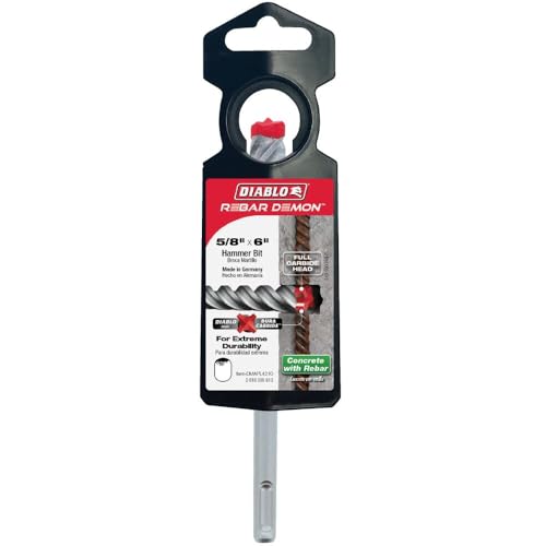 Diablo Rebar Demon SDS-Plus 4-Cutter Full Carbide Head Hammer Drill Bit - size: 6" Length x 5/8" Dia