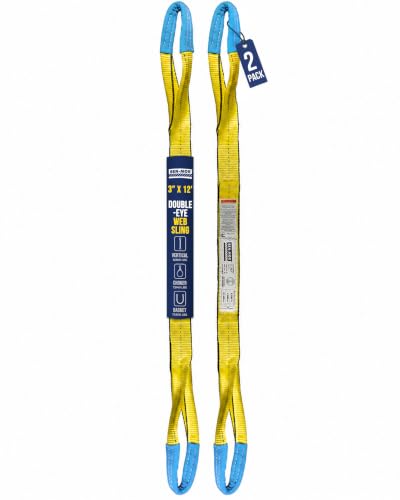 2 Pack, Eye & Eye Lifting Sling, 3”x12’, Ben-Mor - size: 3 in x 12 ft