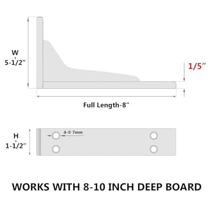 NEODROP 8 Inch Heavy Duty Shelf Brackets, Premium Metal Wall Bracket for Mantel, Countertop Support, Garage Storage Shelves | High Strength Corner Brace | 4-Pack Floating Shelf Hardware - size: 8 Inch, style: 4 Pack