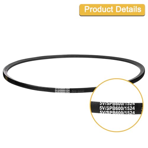 uxcell 5V600 V-Belt, Classic Wrapped Rubber V-Belt 60" Outside Circumference x 0.62" Width x 0.53" Height for Industrial Machinery Equipment, Black - size: 5V600