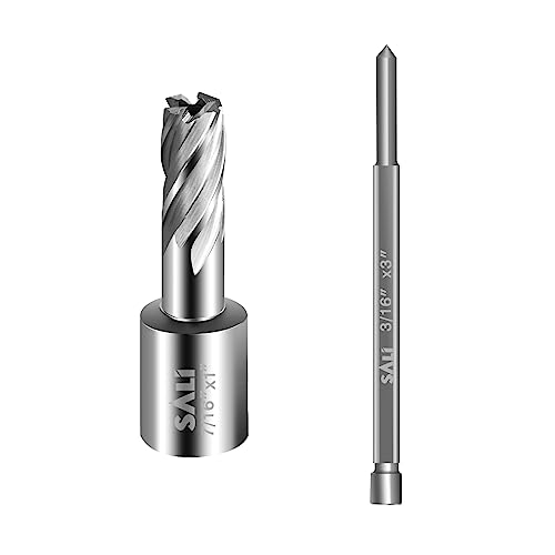 SALI Annular Cutter Diameter 7/16 Inch with Weldon Shank 3/4"(with 2 Flats) Cutting Depth 1" Mag Drill Bit for Magnetic Drill Press HSS Fully Ground Drill with One 3/16"*3" Pilot Pin - size: 7/16"*1"