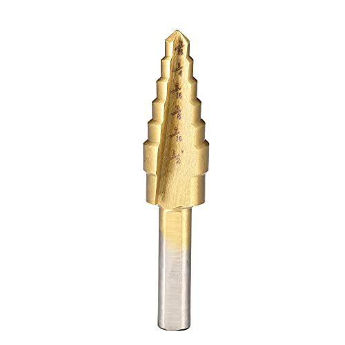 uxcell Step Drill Bit HSS4241 3/16" to 1/2" 6 Sizes Straight Flutes Triangular Shank for Metal Wood Plastic