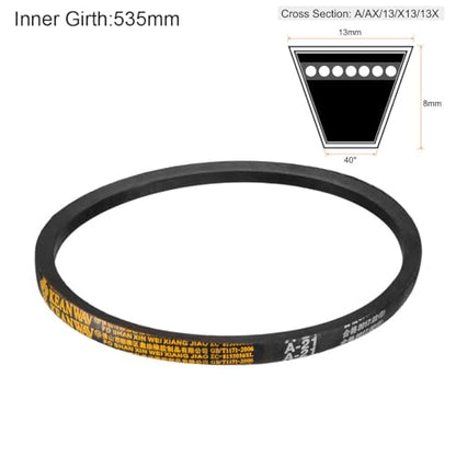 uxcell A21 Drive V-Belts 21" Inner Length 13mm Width 8mm Thick JIS Standard A-Section Rubber Drive Transmission Belt - size: 21"