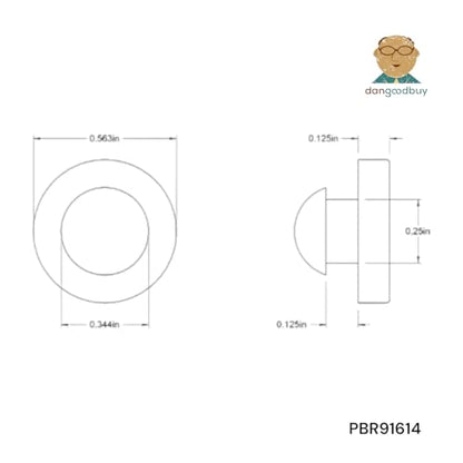 Fits 1/4" Hole - 9/16" Bumper Diameter - 1/8" Thick Material - Rubber Push-in Ridged Stem Bumper (4)