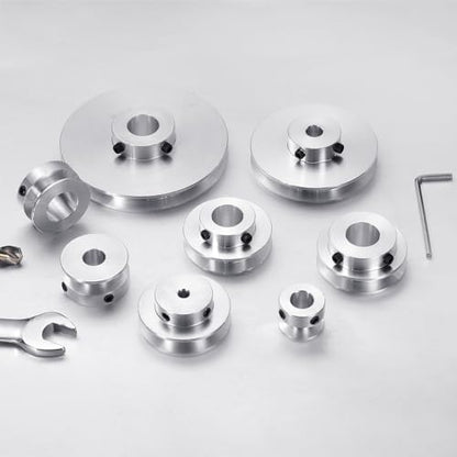 uxcell 1Pcs Single Groove Pulley, 15mm Fixed Bore 50mm Outer Diameter Aluminum Alloy Mechanical Belt Pulley with Hex Wrench for 6mm PU Round Belt - size: 15mm Bore, 50mm OD