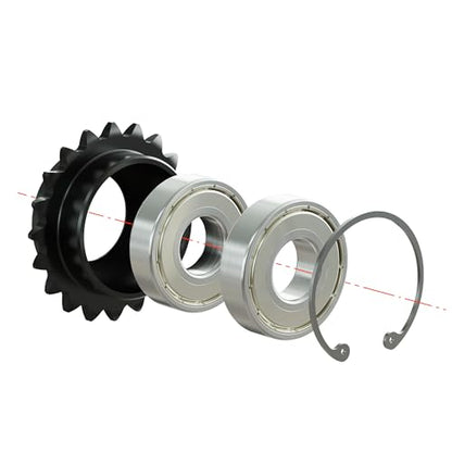 19 Tooth Roller Chain Sprocket, 42mm OD 8mm Bore 1/4" Pitch Chain Idler Sprocket, Single Bearing Black Oxide Finish C45 Carbon Steel for ISO 04C Chain - size: 7mm Bore 19 Tooth