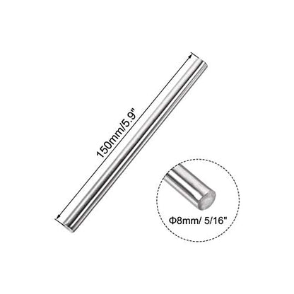 uxcell 8mm x 150mm 304 Stainless Steel Solid Round Rod for DIY Craft - 2pcs - size: 8 mm x 150 mm
