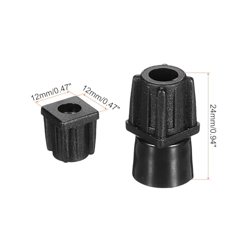 uxcell 4 Set Leveling Feet, M5x12x12mm Plastic Adjustable Furniture Leg Leveling Square Tube Insert Screw-in Glide Levelers for Table Chair Furniture, Black - size: M5x12x12mm